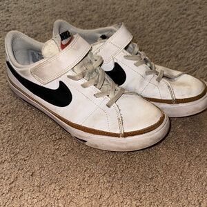 Nike Kids White and Black Sneakers with Brown Accents